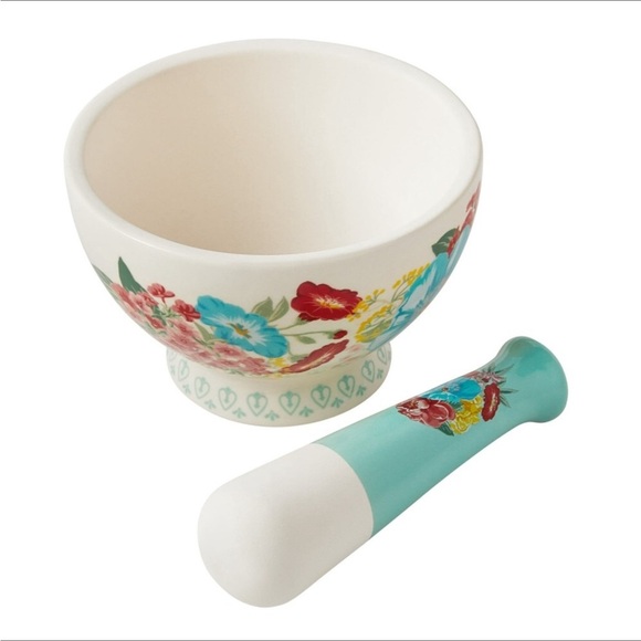 Pioneer Woman Fancy Flourish Stoneware Mortar and Pestle - Picture 3 of 4